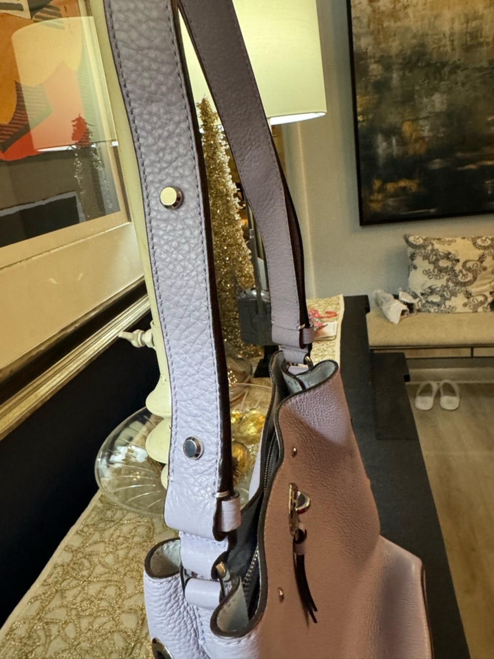 kate spade lavender pebbled leather shoulder bag - Picture 6 of 12